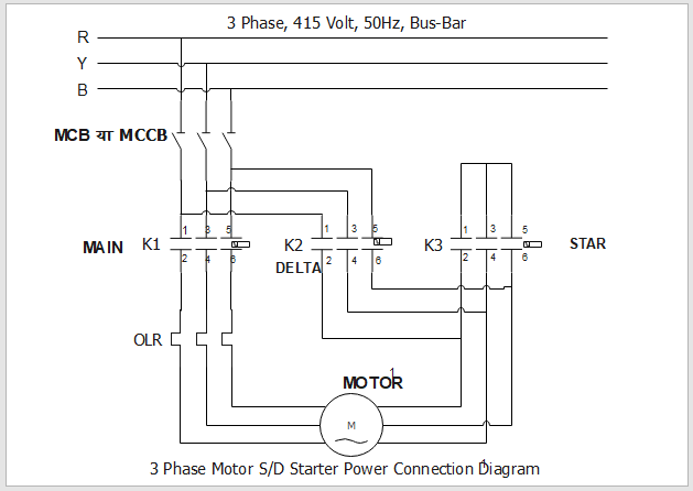 STAR DELTA STARTER POWER DIAGRAM